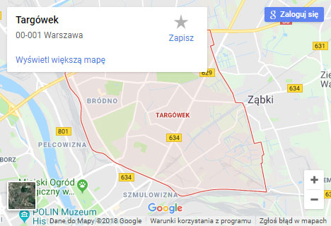 Mapa Google hydraulik Warszawa Targówek